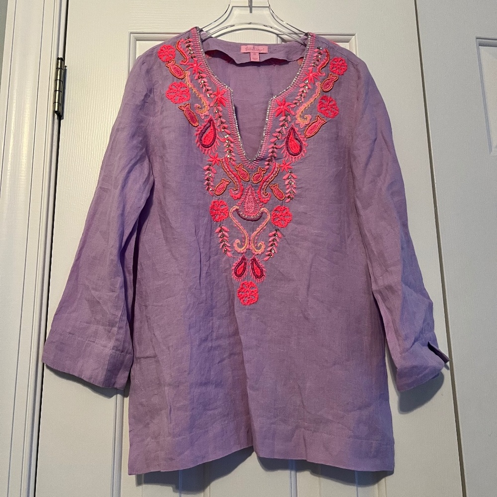 Lilly Pulitzer purple linen tunic top